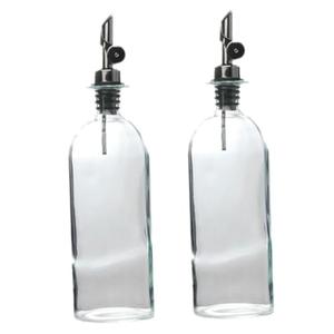 COLLBATH 2Pcs Glass Oil Dispenser Oil Bottle for Kitchen Condiments Vinegar Storage Jar for Soy Sauce and Salad Dressings