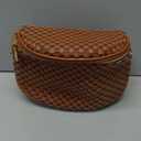 FODOKO Woven Crossbody Bag for Women Woven pu Leather Bum Bags Checkered Cross body purse with zipper Adjustable straps（Checkered Coffee brown