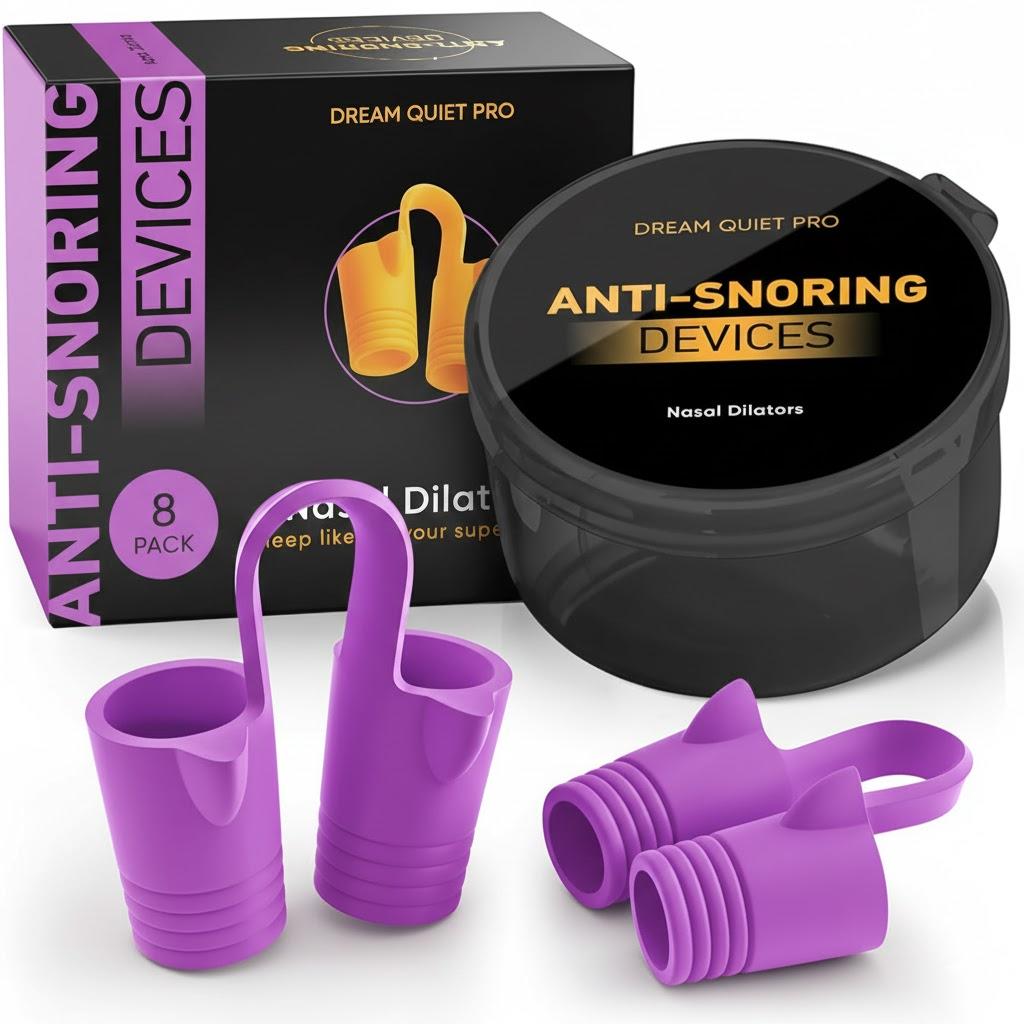 Anti Snoring Devices â€“ Nasal Dilators  Nose Clips for Snore Relief & Better Sleep â€“ Comfortable Silicone Snore Stopper â€“ Anti Snoring Nose Vents â€“ 8 Pack (Purple)