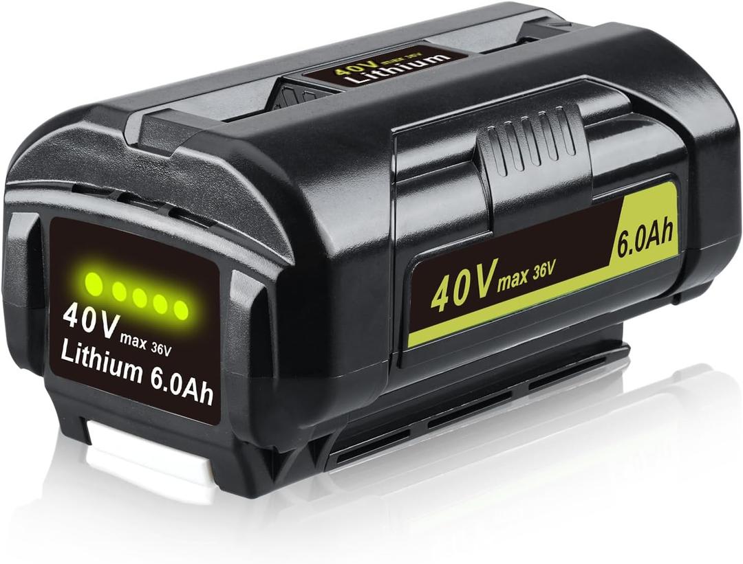 VANTTECH OP4040A1 40V 6.0Ah Lithium-ion Battery Replacement for Ryobi 40V Battery OP4040 OP4050A OP4026 OP40201 OP40261 OP4030 OP40301OP4050 OP40601 mit LED Indicator