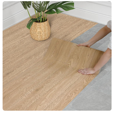 WIFEA Self Adhesive Vinyl Flooring Roll 23.6"x 118"/19 Sq.Ft Wood Grain Peel Stick Floor Tiles, Wear-Resistant and Waterproof Vinyl Plank Flooring for Bedroom Living Room Office Balcony Light Walnut