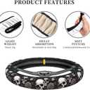 Skulls and Roses Steering Wheel Protective Cover Car Universal, 15-Inch Thicken Steering Wheel Grip Cover for SUV, Van, Car, Car, Truck (One Size, 12)