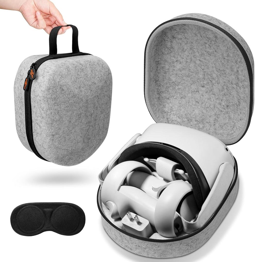 sarlar Carrying Case Compatible with Meta/Oculus Quest 2 and Accessories, Hard Travel Bag for Lightweight and Portable Protection (Gray)