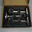 Set of 3, Hardware Curtain Rod Brackets for 3/4" or 1" Rods, Brushed Nickel Wall Curtain Rod Hooks, Adjustable Double Bracket Curtain Rod Holder