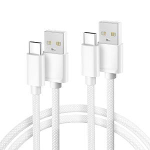 Basesailor for iPhone 17 16 Pro Max Charger Cord,USB to USB C Cable,Type C Charging Power Cord for Apple 17e 15 iPad 10 Air 4 5,Samsung Galaxy S26 S25 S24 S23,White,2Pack 6.6FT(2M)