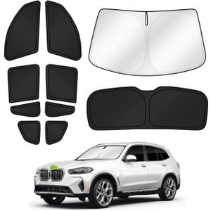 Sunshades for 2018-2024 BMW X3 Accessories Windshield Sun Shade Side Rear Window Shade Cover Sun Visor Shield Privacy Protection for Camping Keep Vehicle Cool Black 10PCS