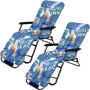 Huwena 2 Pcs Outdoor Lounge Chair Cushions 67 x 21 Inch Patio Lawn Lounger Cushion Floral Printed Thickened Lounge Chaise Pads Replacement for Outdoor Indoor Furniture(Multi Leaves)