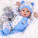 Aori Reborn Baby Dolls Boy - 18'' Realistic Newborn Baby Doll with Blue Feeding Set & Birth Certificate - Lifelike Weighted Body for Role Play, Gift for Kids Ages 3+