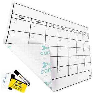 Dry Erase Whiteboard Wall Calendar Decal Sticker – 36 x 24 Inch Large Self-Adhesive, Removable, Residue Free Contact Paper for Home and Office – Marker & Eraser Included