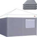 SCOCANOPY Sidewalls 10x10ft Complete Closure Sunwalls for Any 10x10 Canopy Gazebo Tent, 4 Pack SunWalls Only, (Khaki)