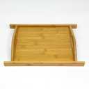 Bam & Boo Natural Bamboo Serving Tray with Handles and Stylized Accents for Kitchen, Bathroom, Décor (9" x 8")