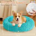 JOLLYVOGUE Calming Small Dog & Cat Bed for Indoor Cats - 20 inches Washable Donut Bed for Kittens & Puppies, Anti-Anxiety Round Fluffy Plush Pet Beds (Fits up to 15 lbs, Aqua Blue)