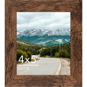 4x5 Picture Frame for Wall Hanging or Tabletop, Wood 4 x 5 Frame Photo Frame for Wall Horizontally or Vertically, Deep Brown, 1 Pack