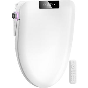 Bidet Toilet Seat with Instant Warm Water Wash, Electric Heated Toilet Seat with Soft Closed Lid,Multiple Cleaning Modes,Warm Air Dryer,SSoft Closed Lid, SSaved User Settings,Easy Installation (White)