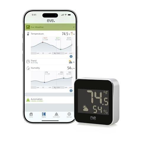 Eve Weather (Matter) – Smart Weather Station for Temperature, Humidity, Weather Trend, IPX4 Water Resistance, Display, Wireless, Siri Voice Access, Requires Thread Border Router