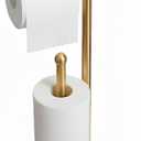 Gold Toilet Paper Holder with Shelf, Tissue Roll Holder Stand with Storage for Holding Extra 4 Toilet Paper Rolls, Stainless Steel Rustproof Freestanding (Brushed Gold)