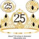 25th Birthday Decorations for Men - Vintage 2001 Birthday Supplies with Banner, Crown, Sash, Cake Topper, Gold 25 Number Balloons, Card with Envelope, 25 Year Old Party Decor Set for Him