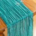 DeZerlor Teal Green Cheesecloth Table Runner 10 Pack Summer Table Runners Boho Gauze 120 Inches Cheese Cloth Table Decor for Wedding Bridal Baby Shower Parties