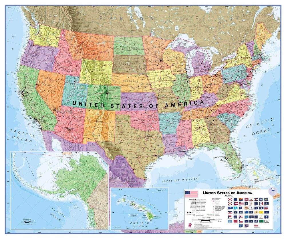 Political Wall Map 2 pack