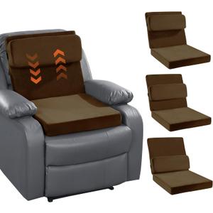 HOMBYS Recliner Seat Cushion with Lumbar Support Pillow and Adjustable Headrest, Medium Firm Foam Filling Chair Pad and Back Support, Non-Slip Design for Comfort and Pressure Reduce, Brown