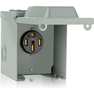 WELLUCK RV Power Outlet Box | 50A 125/250V, NEMA 14-50R Receptacle | Enclosed & Lockable | Weatherproof Plug for Travel Trailer, RV Camper, Generator Temporary Hookup