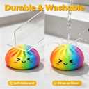Rainbow Dumpling Squishies with Box, Colorful Mystery Squishys Dumplings Stress Relief Balls Fidget Sensory Toy,Bao Bun with Food Steamer Stretchy Desk Squeeze Toys