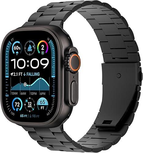 iiteeology Titanium Bands Compatible with Apple Watch Ultra 3/2 49mm, Upgraded iWatch Band 46mm Series 11 Men  Black A
