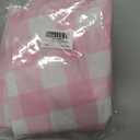 Smiry Plastic Table Cloth, Waterproof Vinyl Tablecloth with Flannel Backing, Wipeable Buffalo Plaid Table Cover for Picnic, Indoor and Outdoor (Pink & White, 60" Round)