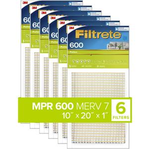3M Filtrete 9867DC Dust and PollenFilters, 600 MPR, 10 by 20 by 1, 6-Pack