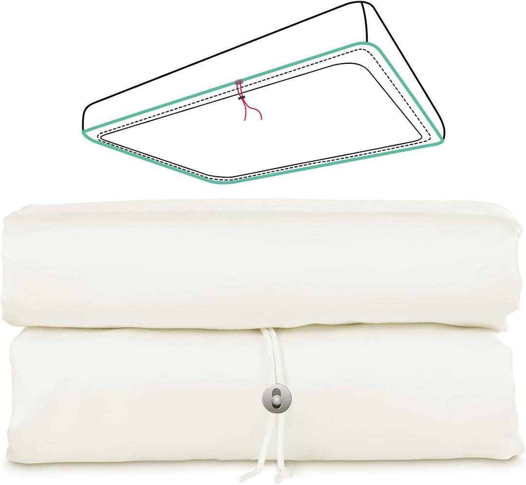 Queen Fitted Sheet Only, 100% Long-Staple Cotton Dual-Lock Fitted Sheet for Queen Bed, Luxury Soft and Comfort, No Slippage, 1000 Thread Count, Deep Pocket Fits 9" to 14" Mattress (White)