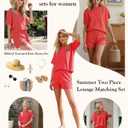 MARZXIN Women 2 Piece Shorts Set 2026 Casual Summer Cruise Outfits Ribbed Loose Short Sleeve Pocket Matching Lounge Sets (XL)