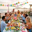 VIHOSE 40 Pcs Summer Ball Ornaments Colorful Hawaiian Ornaments for Tree 1.18" Flamingo Sun Coconut Palm Hanging Decorations Pink Blue Hanging Summer Beach Plastic Balls for Home Decors Holiday Party