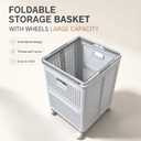 65L Wheeled Collapsible Laundry Basket with Handles