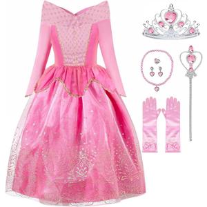 Little Girls Princess Costume Dress Up Cosplay for Carnival Halloween Party Pink (2-3 Years)