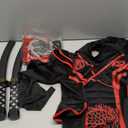 Spooktacular Creations Halloween Ninja Costume Kids, Ninja Dragon Jumpsuit Set, Boys Halloween Costume for DressUp Party (Small(5-7yrs), Black+red)