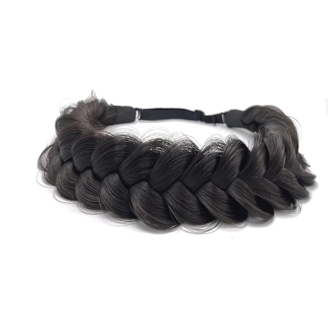 Braid Headband 2 Strands Messy Classic Chunky Plaited Wide Braids Elastic Stretch Quality Synthetic Braided Headband Women Girl Bohemian Hair Braid 65g (Headbands A1)