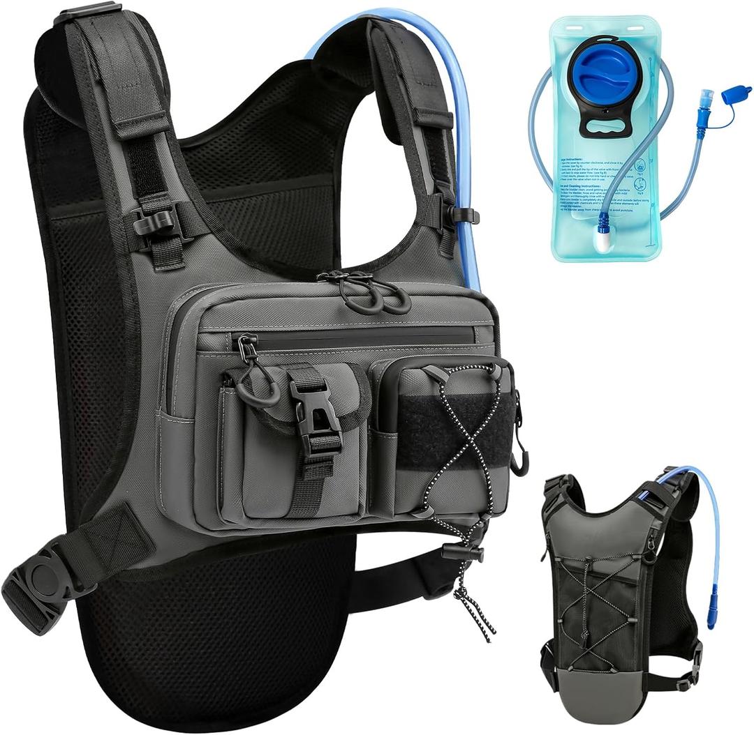 Criuage USA Original Patent Running Hydration Vest Backpack, Lightweight Chest Pack with 2.0L Water Bladder Bag Daypack for Hiking Running Cycling Race Marathon for Women Men