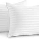 Oubonun 12 x 16 Throw Pillow Inserts, Firm and Fluffy Decorative Pillows for Couch Bed Sofa with Soft Cotton Cover White Cushion with Down Alternative Pack of 2