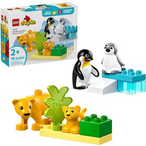 LEGO DUPLO Town Wild Animal Families Penguins & Lions Building Toy Playset - Preschool Learning & Educational Animal Toy for Toddlers, Boys and Girls, Ages 2+ - Baby Gift Ideas