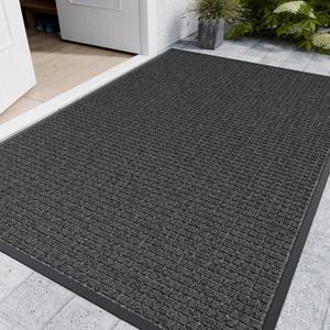 Indoor Outdoor Front Door Mats, 72" x 48" Rubber Backing Non Slip Durable Welcome Floor Mats for Patio, Garage Entrance, Stain and Fade Resistant Commercial Doormats for High Traffic (Gray Squares)