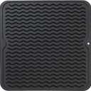 Silicone Dish Drying Mat for Multiple Usage,Easy clean,Eco-friendly,Heat-resistant Silicone Mat for Kitchen Counter or Sink,Refrigerator or Drawer liner Black M 12 inches x 12 inches