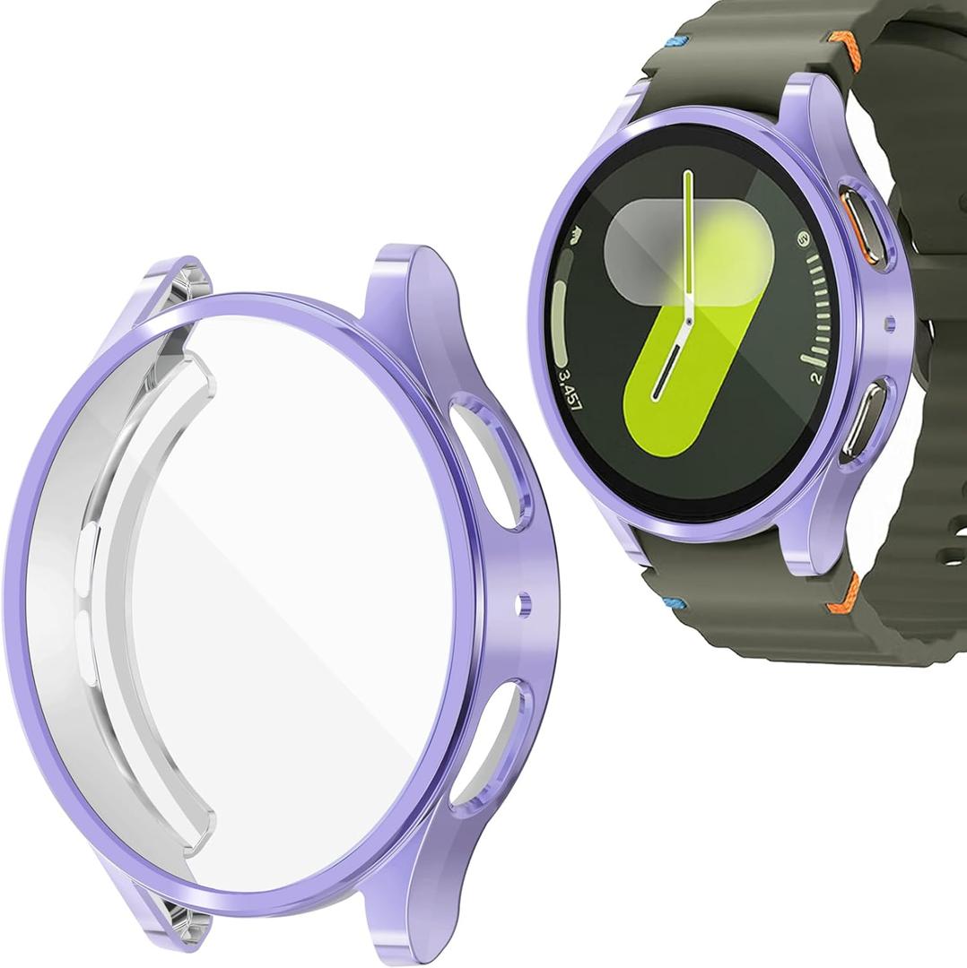 Wugongyan Case for Samsung Galaxy Watch 7 40mm Screen Protector Flexible Soft TPU All-Around Protective Face Cover for Galaxy Watch 7 Accessories(Lavender, 40mm)