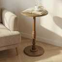 Small Side Table Living Room, Round Corner Table for Small Spaces Set of 2, Coffee Table with Solid Wood Pedestal Accent for Living Room, Corners, Bedroom, Bean Bag, Sofa Couch