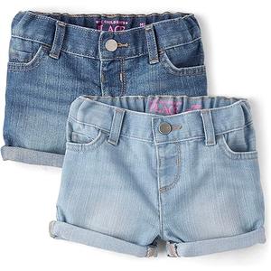 The Children's Place Baby Girls' and Toddler Jean Midi Shorts, Lily Wash
 2T