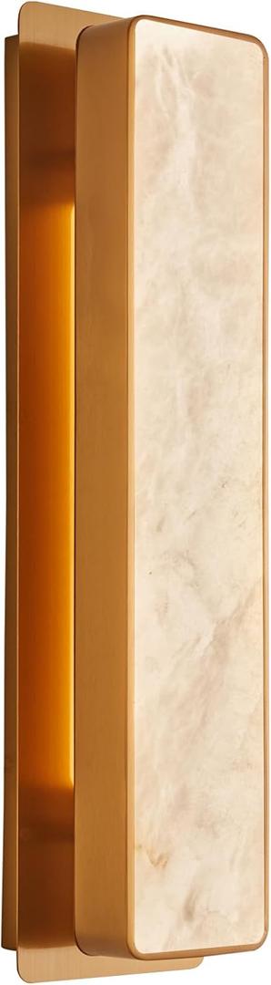 Alabaster Wall Sconces,15W Warm Yellow 2700K Wall Mounted Wall lamp Indoor,Alabaster Gypsum Wall Mounted Lighting for Living Room (Brass Gold)