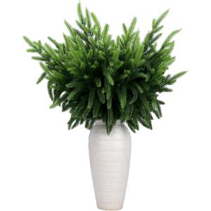 16 Pcs Realistic Norfolk Pine Stems, 18" Artificial Norfolk Pine Branches, Faux Christmas Greenery Evergreen Stems Picks for Vase DIY Crafts Christmas Green Decorations Indoor Home Dcor