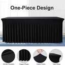 BDDC Table Skirts for Rectangle Tables 6ft - One-Piece Black Tablecloths and Skirt, Wrinkle Resistant Ruffles Elastic Cover for Banquets, Weddings, Events, Parties