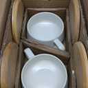 MIAMIO – 11 Oz., Set of 4 Ceramic Tea Cup and Saucer Bamboo/Tea Mug - Wide Cappuccino Cup, Coffee Cups Ceramic Mug for Cappuccino, Latte, Espresso & Americano - Luxe Collection (White)