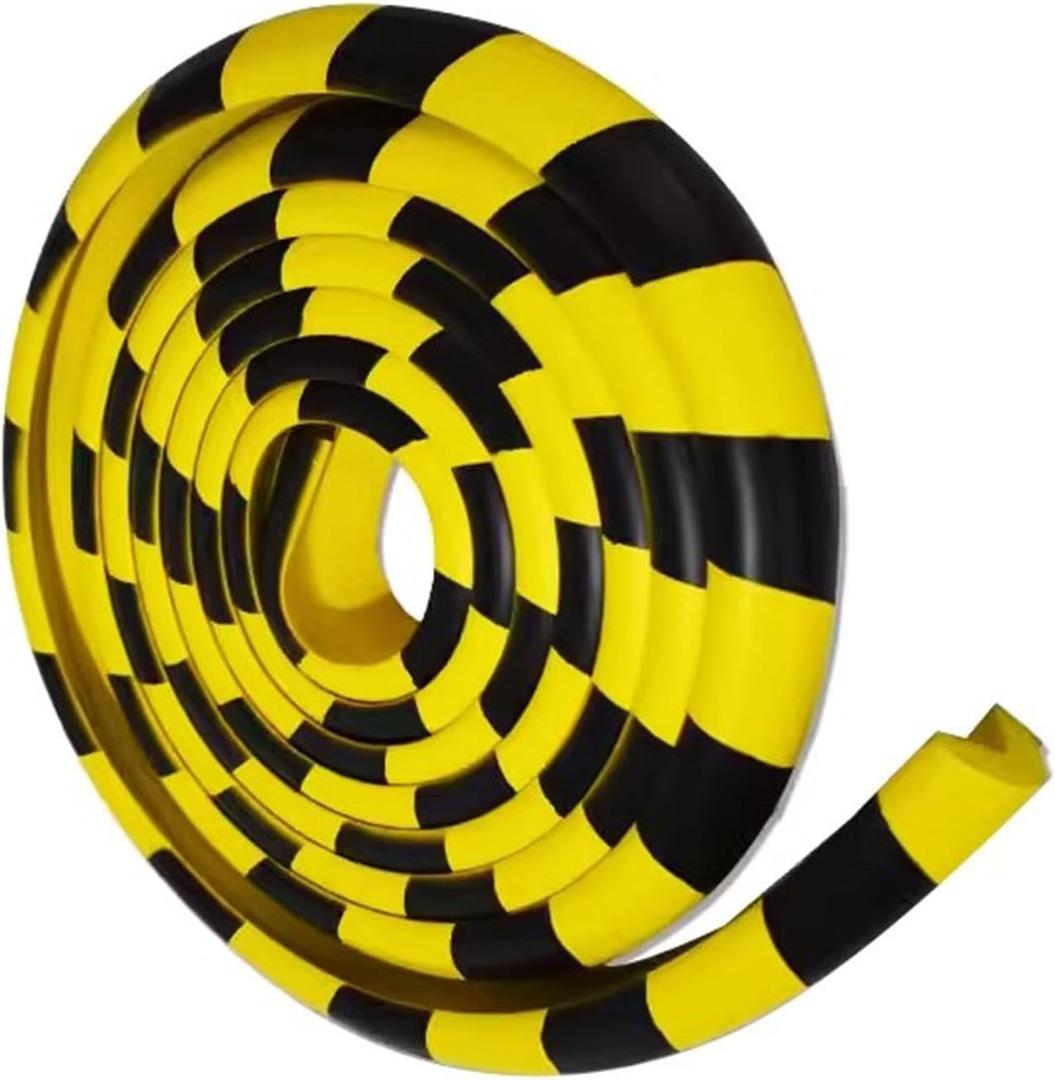Wall Edge Corner Guards, 196.9in/5m Yellow Black Safety Bumpers, Self-Adhesive Foam Protector Padding, Warehouse Racks, Shelves, Garage & Equipment Protection (1, Yellow+Black, 196.5in/5m)