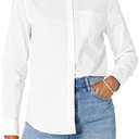 Amazon Essentials Womens Regular-Fit Long-Sleeve Button-Down Poplin Shirt, Medium